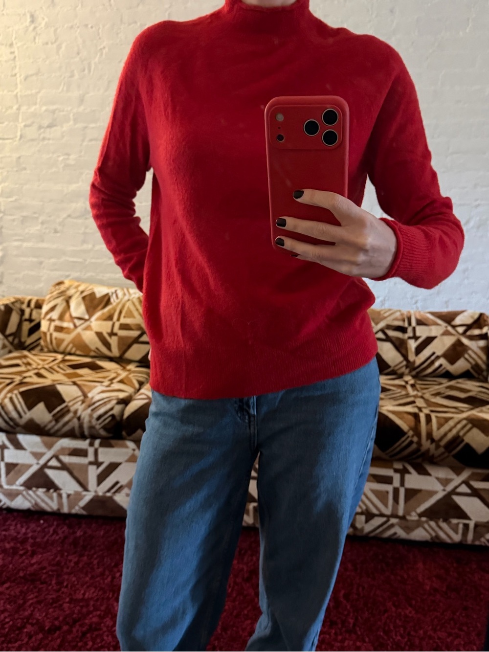J.Crew Red Women's Mock Neck Sweater